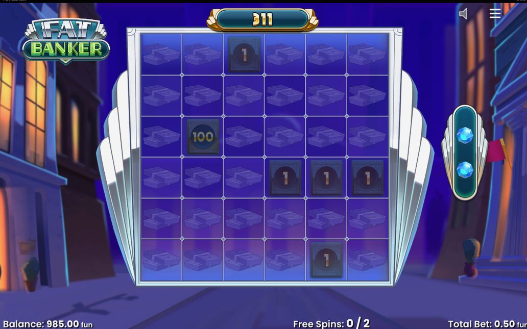 Fortune Link Feature med samlade brickor på 6x6-rutnätet