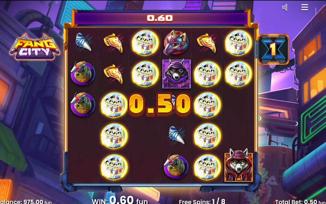 Free Spins-rundan, där Multiplier-badgen visar det aktuella värdet